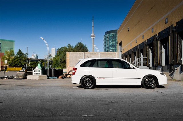 parked white mazda Protege5 parked white mazda Protege5