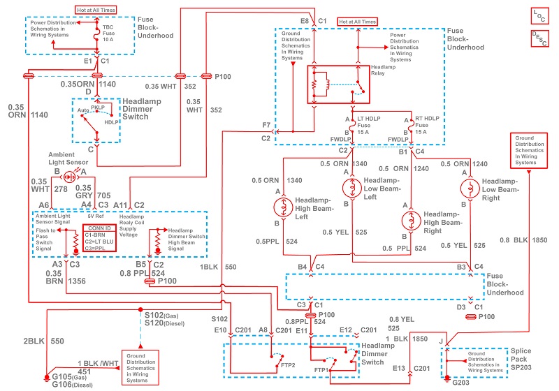 chevy silverado headlight schematic