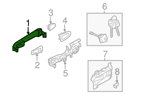 Subaru OEM Door Handle Diagram