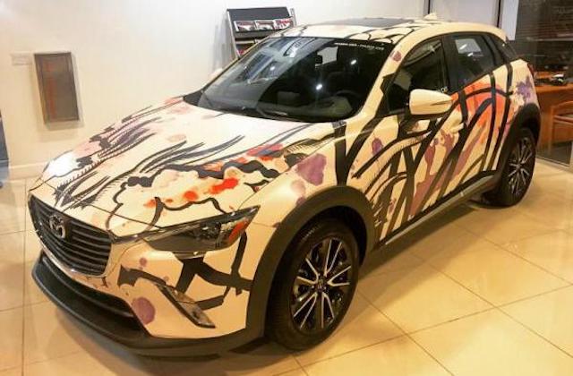 Wrapped Mazda white black