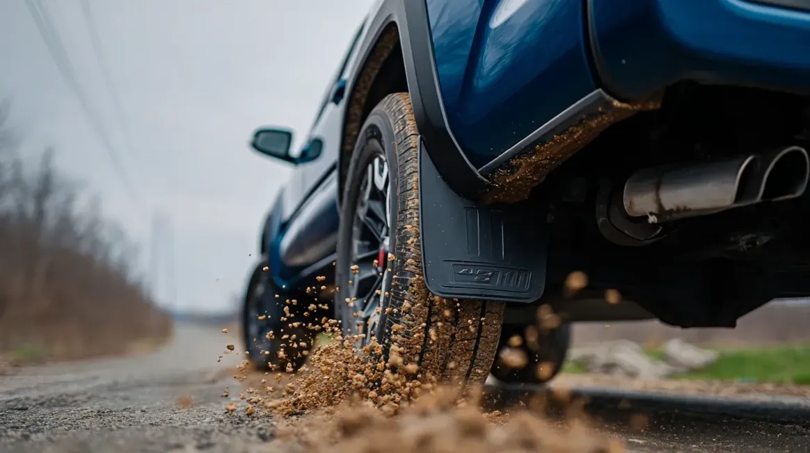 Truck Tire Kicking Up Mud and Road Spray Truck Tire Kicking Up Mud and Road Spray