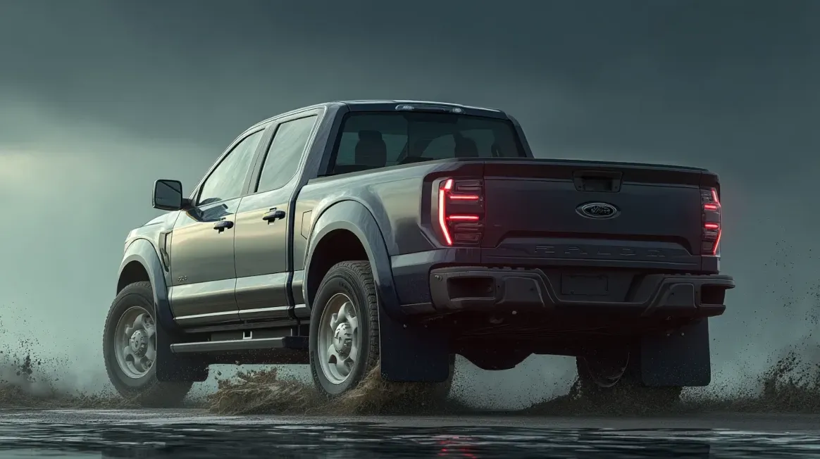 Pickup Truck Driving on a Wet Road Pickup Truck Driving on a Wet Road