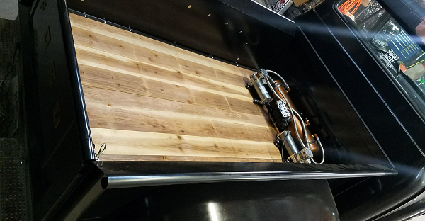 Rebuilt F100 bed using cedar wood originally cut for a fence.