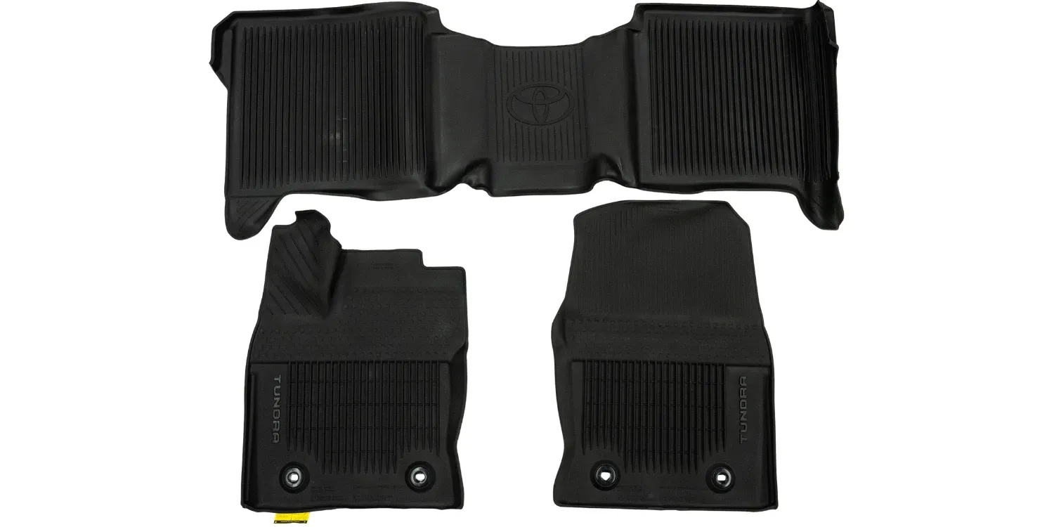 2022-2025 Toyota Tundra Front & Rear All Weather Floor Liners Mat Set Black 2022-2025 Toyota Tundra Front & Rear All Weather Floor Liners Mat Set Black