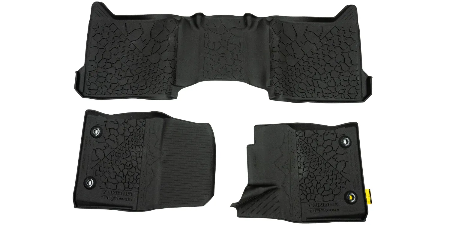 2023-2024 Toyota Tundra Front & Rear Trd Pro All Weather Floor Liners Mat Set Black