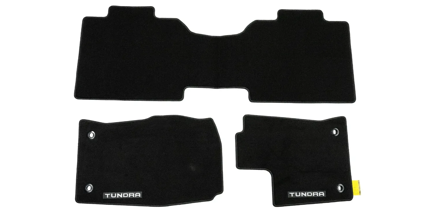2022-2025 Toyota Tundra Front & Rear Carpet Floor Mat Set In Black 2022-2025 Toyota Tundra Front & Rear Carpet Floor Mat Set In Black