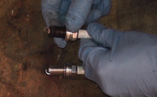 Old and new Subaru spark plugs
