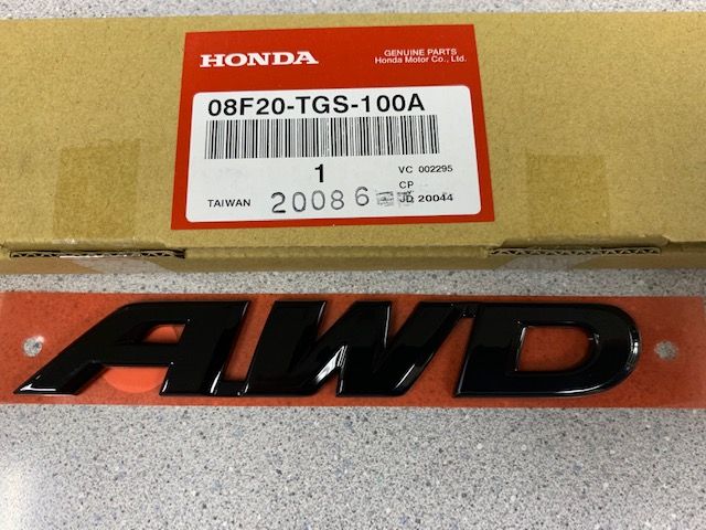 8F20TGS100A - Exterior: Exterior Emblem Kit, Awd, Gloss Black for Honda Image