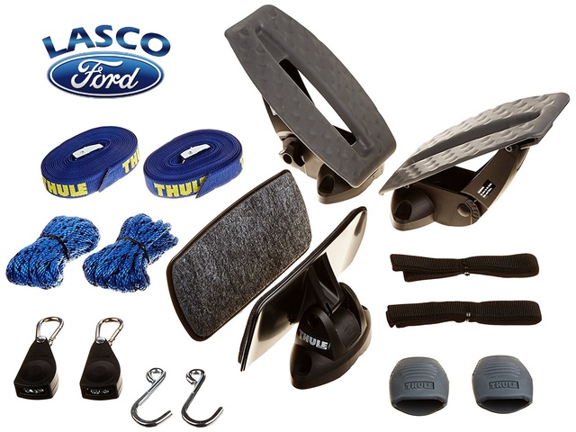 VAT4Z7855100G - Cargo Management: Ford OEM Flat Kayak Carrier - Thule Factory Product for Ford: Bronco Sport, C-Max, E-350 Super Duty, E-450 Super Duty, EcoSport, Edge, Escape, Expedition, Explorer, Explorer Sport Trac, F-150, F-250 Super Duty, F-350 Super Duty, F-450 Super Duty, F-550 Super Duty, Fiesta, Flex, Focus, Fusion, Ranger, Taurus X, Transit Connect | Lincoln: Aviator, MKC, MKX, MKZ, Nautilus, Navigator Image