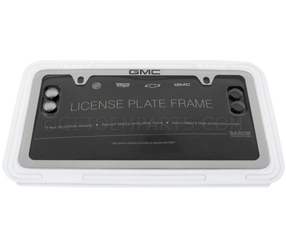 19368090 - Exterior: License Plate Frame, Slim, Chrome, Gmc for GMC: Acadia, Acadia Limited, Savana 1500, Savana 2500, Savana 3500, Savana 4500, Sierra 1500, Sierra 1500 Limited, Sierra 2500 HD, Sierra 3500 HD, Terrain, Yukon, Yukon XL, Yukon XL 1500 Image