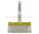 98590JA00A - Body: Air Bag Label for Nissan: Altima, Armada, Frontier, Kicks, Kicks Play, LEAF, Maxima, Murano, Pathfinder, Quest, Rogue, Sentra, TITAN, Versa, Versa Note, Xterra Image