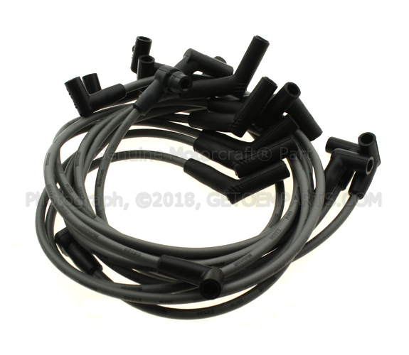 E9PZ12259G - Electrical: Spark Plug Wire Set for Ford: Bronco, Country Squire, E-150 Econoline, E-150 Econoline Club Wagon, E-250 Econoline, F-150, F-250, LTD, LTD Crown Victoria, Thunderbird | Lincoln: Continental, Mark VII, Town Car | Mercury: Colony Park, Cougar, Grand Marquis Image
