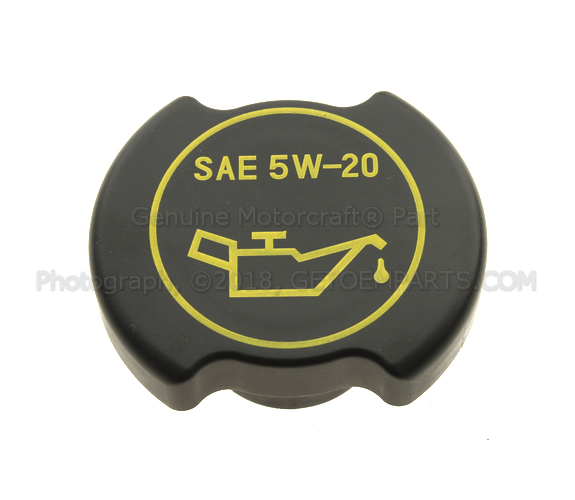 EP5Z6766A - Engine: Filler Cap for Ford: Contour, Crown Victoria, E-150, E-150 Club Wagon, E-250, E-350 Club Wagon, E-350 Super Duty, E-450 Super Duty, Edge, Escape, Escort, Expedition, Explorer, Explorer Sport, Explorer Sport Trac, F-150, F-150 Heritage, F-250 Super Duty, F-350 Super Duty, F-450 Super Duty, F-550 Super Duty, Five Hundred, Flex, Focus, Freestyle, Fusion, Mustang, Police Interceptor Sedan, Police Interceptor Utility, Ranger, Taurus, Taurus X, Transit-150, Transit-250, Transit-350, Transit-350 HD | Lincoln: Continental, LS, Mark LT, MKS, MKT, MKX, MKZ, Navigator, Town Car, Zephyr | Mercury: Cougar, Grand Marquis, Mariner, Milan, Montego, Mountaineer, Mystique, Sable Image