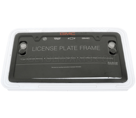 19368097 - Exterior: License Plate Frame, Slim, Black, Gmc for GMC: Acadia, Acadia Limited, Canyon, Savana 1500, Savana 2500, Savana 3500, Savana 4500, Sierra 1500, Sierra 1500 Limited, Sierra 2500 HD, Sierra 3500 HD, Terrain, Yukon, Yukon XL, Yukon XL 1500 Image