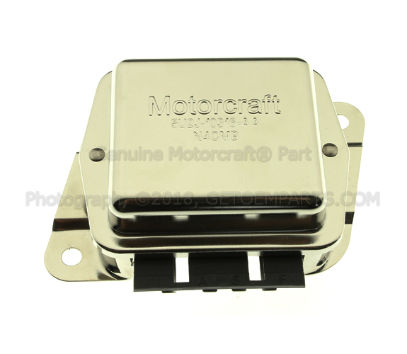 FOPZ10316A - : Voltage Regulator for Ford: Bronco, Bronco II, Country Squire, E-150 Econoline, E-150 Econoline Club Wagon, E-250 Econoline, E-250 Econoline Club Wagon, E-350 Econoline, E-350 Econoline Club Wagon, Escort, EXP, F-150, F-250, F-350, F-Super Duty, LTD, LTD Crown Victoria, Mustang, Ranger, Taurus, Tempo, Thunderbird | Lincoln: Continental, Mark VII, Town Car | Mercury: Capri, Colony Park, Cougar, Grand Marquis, Lynx, Marquis, Sable, Topaz Image