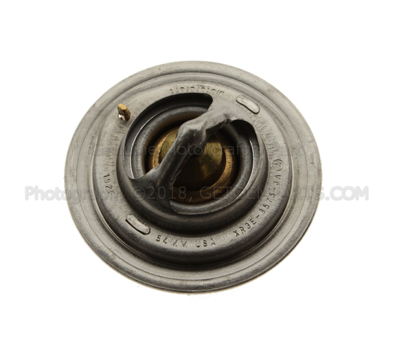 XR3Z8575BA - Cooling System: Thermostat for Ford: Bronco, Country Squire, E-150 Econoline, E-150 Econoline Club Wagon, E-250 Econoline, E-250 Econoline Club Wagon, E-350 Econoline, E-350 Econoline Club Wagon, Econoline Super Duty, Explorer, F-150, F-250, F-250 HD, F-350, Freestar, LTD, LTD Crown Victoria, Mustang, Thunderbird, Windstar | Lincoln: Mark VII | Mercury: Colony Park, Cougar, Grand Marquis, Monterey, Mountaineer Image