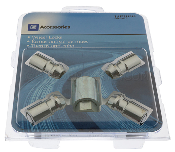 85640458 - Wheels: Wheel Lock Kit - Chrome, M12 X 1.5 X 37.1 for Buick: Encore, Encore GX, Envision, Envista, LaCrosse, Lucerne, Regal Sportback, Regal TourX, Verano | Cadillac: ATS, CT4, CT5 | Chevrolet: Bolt EUV, Bolt EV, Cobalt, Corvette, Cruze, Equinox, HHR, Impala, Malibu, Sonic, Spark, Spark EV, Trailblazer, Trax, Volt | GMC: Canyon, Terrain | Oldsmobile: 98 Image