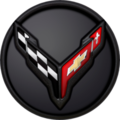 84691535 - : C8 CORVETTE CENTER CAP IN CARBON FLASH WITH CROSSED FLAG LOGO for GM Image