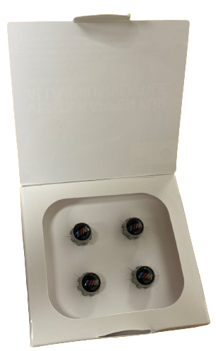36122447402 - Wheels: Valve Stem Cap Set - M Logo for BMW: 230i, 230i xDrive, 320i, 320i xDrive, 328d, 328d xDrive, 330e, 330i, 330i GT xDrive, 330i xDrive, 340i, 340i GT xDrive, 340i xDrive, 430i, 430i xDrive, 440i, 440i xDrive, 530i, 530i xDrive, 540d xDrive, 540i, 540i xDrive, 640i, 640i Gran Coupe, 640i xDrive, 640i xDrive Gran Coupe, 640i xDrive Gran Turismo, 650i, 650i Gran Coupe, 650i xDrive, 650i xDrive Gran Coupe, 740i, 740i xDrive, 750i, 750i xDrive, 840i, Alpina B6 xDrive Gran Coupe, Alpina B7, M2, M240i, M240i xDrive, M3, M340i, M4, M5, M550i xDrive, M6, M6 Gran Coupe, M760i xDrive, M8, X1, X2, X3, X4, X5, X6, X7, Z4 Image
