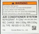 80050T90A00 - Body: AC Label for Honda: Pilot Image