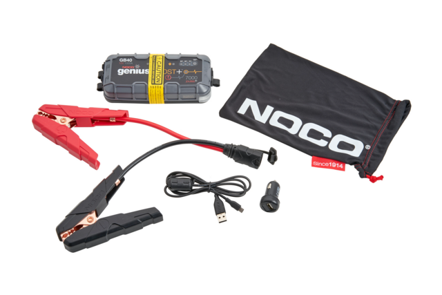 19366935 - Exterior: GB40 Boost Plus 1,000-Amp Battery Jump Starter by NOCO® for Buick: Cascada, Enclave, Encore, Encore GX, Envision, Envista, LaCrosse, Regal, Regal Sportback, Regal TourX, Verano | Cadillac: ATS, CT4, CT5, CT6, CTS, ELR, Escalade, Escalade ESV, LYRIQ, SRX, XT4, XT5, XT6, XTS | Chevrolet: Blazer, Blazer EV, Bolt EV, Camaro, City Express, Colorado, Corvette, Cruze, Cruze Limited, Equinox, Express 2500, Express 3500, Express 4500, Impala, Malibu, Malibu Limited, Silverado 1500, Silverado 1500 LTD, Silverado 2500 HD, Silverado 3500 HD, Silverado EV, Sonic, Spark, Spark EV, SS, Suburban, Suburban 3500 HD, Tahoe, Trailblazer, Traverse, Trax, Volt | GMC: Acadia, Acadia Limited, Canyon, Savana 2500, Savana 3500, Savana 4500, Sierra 1500, Sierra 2500 HD, Sierra 3500 HD, Sierra EV, Terrain, Yukon, Yukon XL Image
