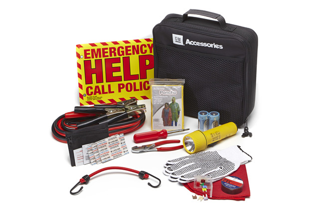 23351904 - Interior: Highway Emergency Kit W/ Buick Logo for Buick: Century, Enclave, Envision, LaCrosse, LeSabre, Lucerne, Park Avenue, Rainier, Regal, Rendezvous, Terraza, Verano | Cadillac: ATS, CTS, DeVille, DTS, Eldorado, Escalade, Escalade ESV, Escalade EXT, Seville, SRX, STS, XLR, XTS | Chevrolet: Astro, Avalanche, Avalanche 1500, Avalanche 2500, Aveo, Blazer, Camaro, Captiva Sport, Cavalier, Cobalt, Colorado, Corvette, Cruze, Equinox, Express 1500, Express 2500, Express 3500, Express 4500, HHR, Impala, Malibu, Metro, Monte Carlo, Prizm, Silverado 1500, Silverado 1500 Classic, Silverado 1500 HD, Silverado 1500 HD Classic, Silverado 2500, Silverado 2500 HD, Silverado 2500 HD Classic, Silverado 3500, Silverado 3500 Classic, Silverado 3500 HD, Sonic, SSR, Suburban 1500, Suburban 2500, Suburban C1500, Suburban C2500, Suburban K1500, Suburban K2500, Tahoe, Tracker, Trailblazer, Trailblazer EXT, Traverse, Uplander, Venture, Volt | GMC: Acadia, Canyon, Envoy, Envoy XL, Envoy XUV, Jimmy, Safari, Savana 1500, Savana 2500, Savana 3500, Savana 4500, Sierra 1500, Sierra 1500 Classic, Sierra 1500 HD, Sierra 1500 HD Classic, Sierra 2500, Sierra 2500 HD, Sierra 2500 HD Classic, Sierra 3500, Sierra 3500 Classic, Sierra 3500 HD, Terrain, Yukon, Yukon XL 1500, Yukon XL 2500 Image
