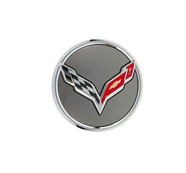 19301415 - Wheels: Wheel Center Cap, Argent with Crossed-Flag Logo for Chevrolet: Corvette Image