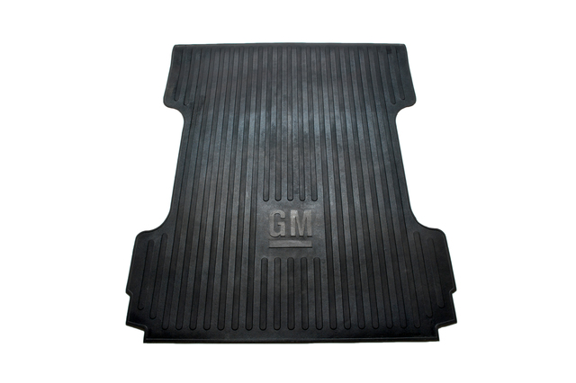 17803371 - Body: Bed Rubber Mat, Black, GM Logo for Chevrolet: Silverado 1500, Silverado 1500 LD, Silverado 2500 HD, Silverado 3500 HD | GMC: Sierra 1500, Sierra 1500 Limited, Sierra 2500 HD, Sierra 3500 HD Image
