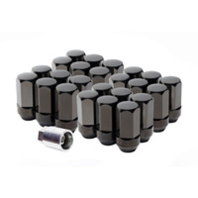 85105297 - Wheels: Lug Nuts - Black - 24 Pieces for Buick: Enclave | Cadillac: Escalade, Escalade ESV, LYRIQ, XT5, XT6 | Chevrolet: Blazer, Blazer EV, Colorado, Silverado 1500, Silverado 1500 LD, Silverado 1500 LTD, Silverado 2500 HD, Silverado 3500 HD, Suburban, Suburban 3500 HD, Tahoe, Traverse | GMC: Acadia, Canyon, Sierra 1500, Sierra 1500 Limited, Yukon, Yukon XL Image
