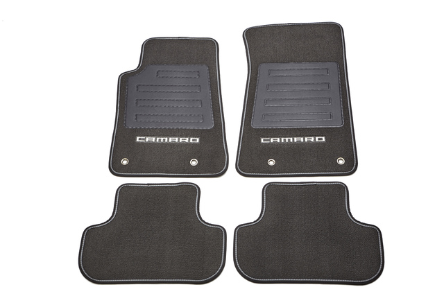 92221512 - Interior: Floor Mats - Premium Carpet - Black W/ Silver for Chevrolet: Camaro Image