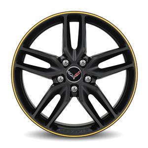19302119 - : 19 Wheel, Front, Black w\\/Yellow Stripe for Chevrolet: Corvette Image