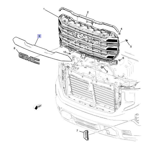 Chrome Front Center Outer Grille Opening Bezel 86274806 | GM