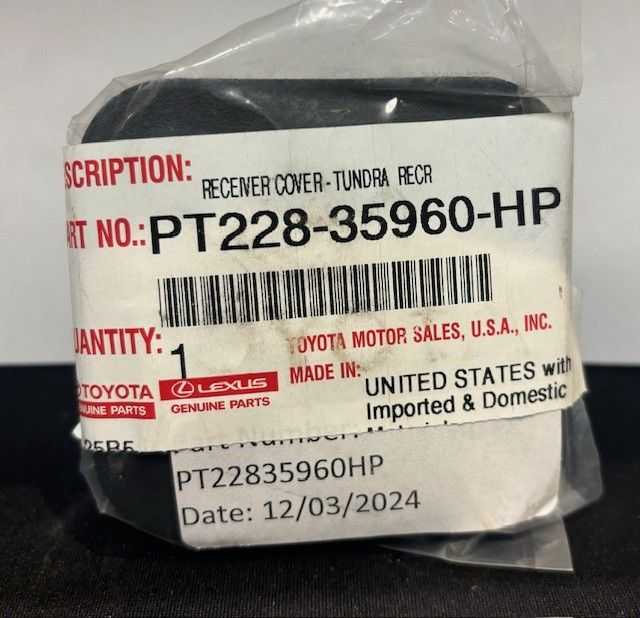 PT22835960HP - Trailering: Towing Hitch Receiver Tube Plug for Toyota: 4Runner, FJ Cruiser, Grand Highlander, Highlander, RAV4, Sequoia, Tacoma, Tundra Image
