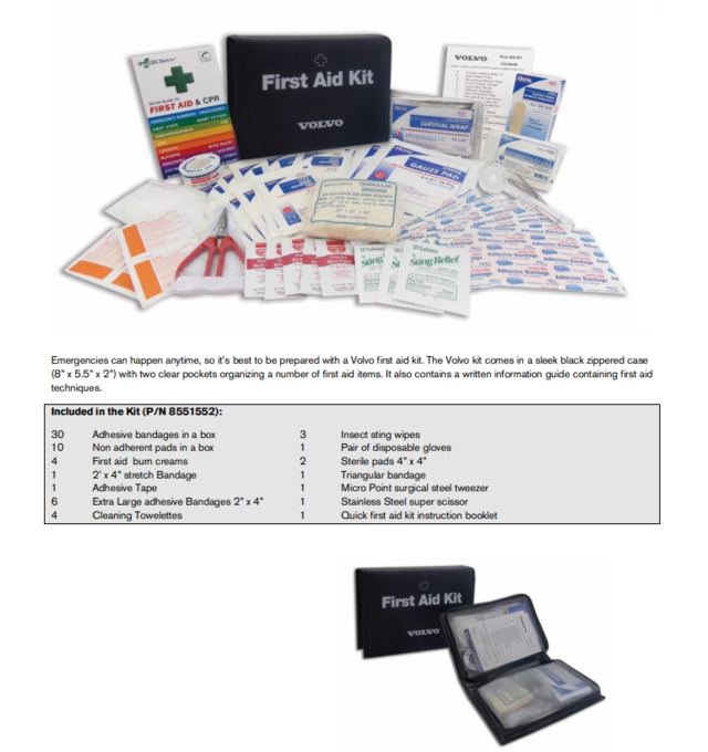 8551552 - Interior: First Aid Kit for Volvo: C30, C70, S40, S60, S80, S90, V50, V60, V70, V90, V90 Cross Country, XC40, XC60, XC70, XC90 Image