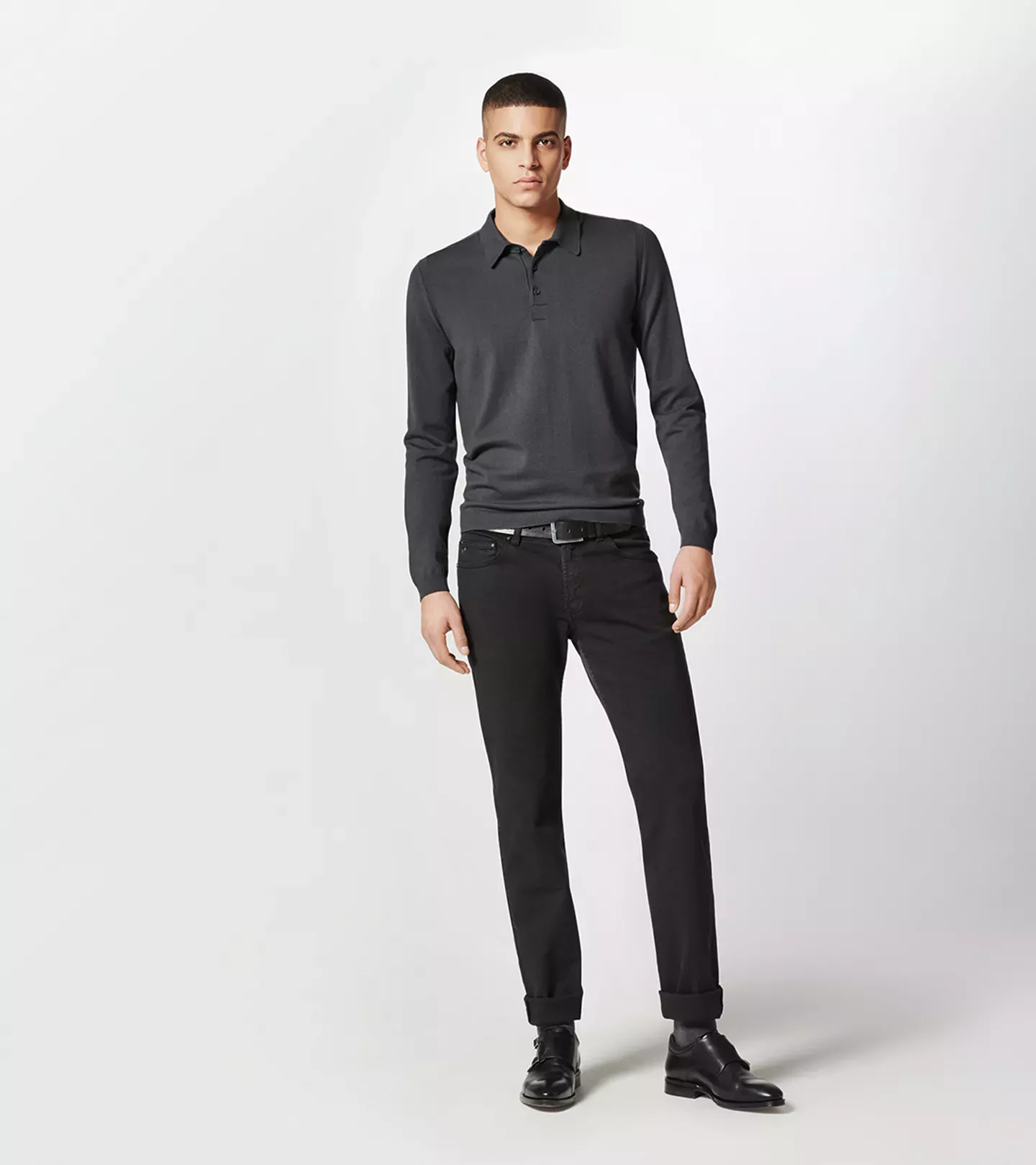 404690168LSP - : Long Sleeve Polo - Asphalt Grey for Porsche Image