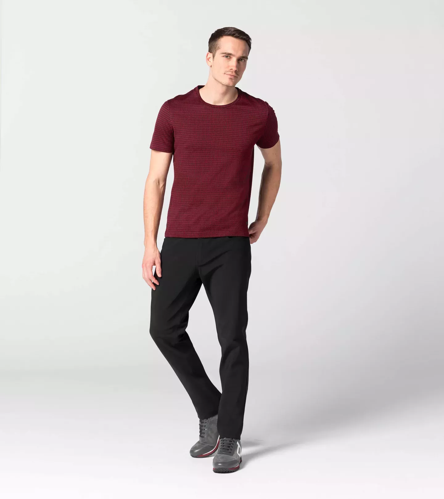405648701PJT - : Pepita Jacquard T-Shirt - Rhubarb Red for Porsche Image