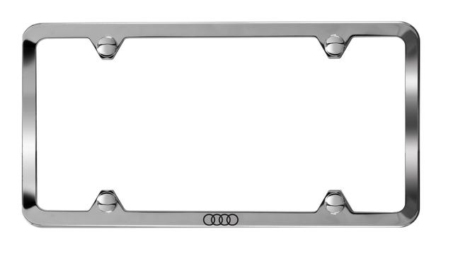 ZAW071801B - Exterior: Slimline license plate frame with Audi rings - Polished for Audi: A3, A3 Quattro, A3 Sportback e-tron, A4 allroad, A4 Quattro, A5 Quattro, A5 Sportback, A6 allroad, A6 Quattro, A7 Quattro, A7 Sportback, A8 Quattro, allroad, e-tron GT, e-tron Sportback, Q3, Q4 e-tron, Q5, Q5 Sportback, Q7, Q8, Q8 e-tron, R8, RS e-tron GT, RS3, RS5, RS5 Sportback, RS7, S3, S4, S5, S5 Sportback, S6, S7, S8, SQ5, SQ5 Sportback, SQ7, SQ8, TT Quattro, TT RS Quattro, TTS Quattro Image