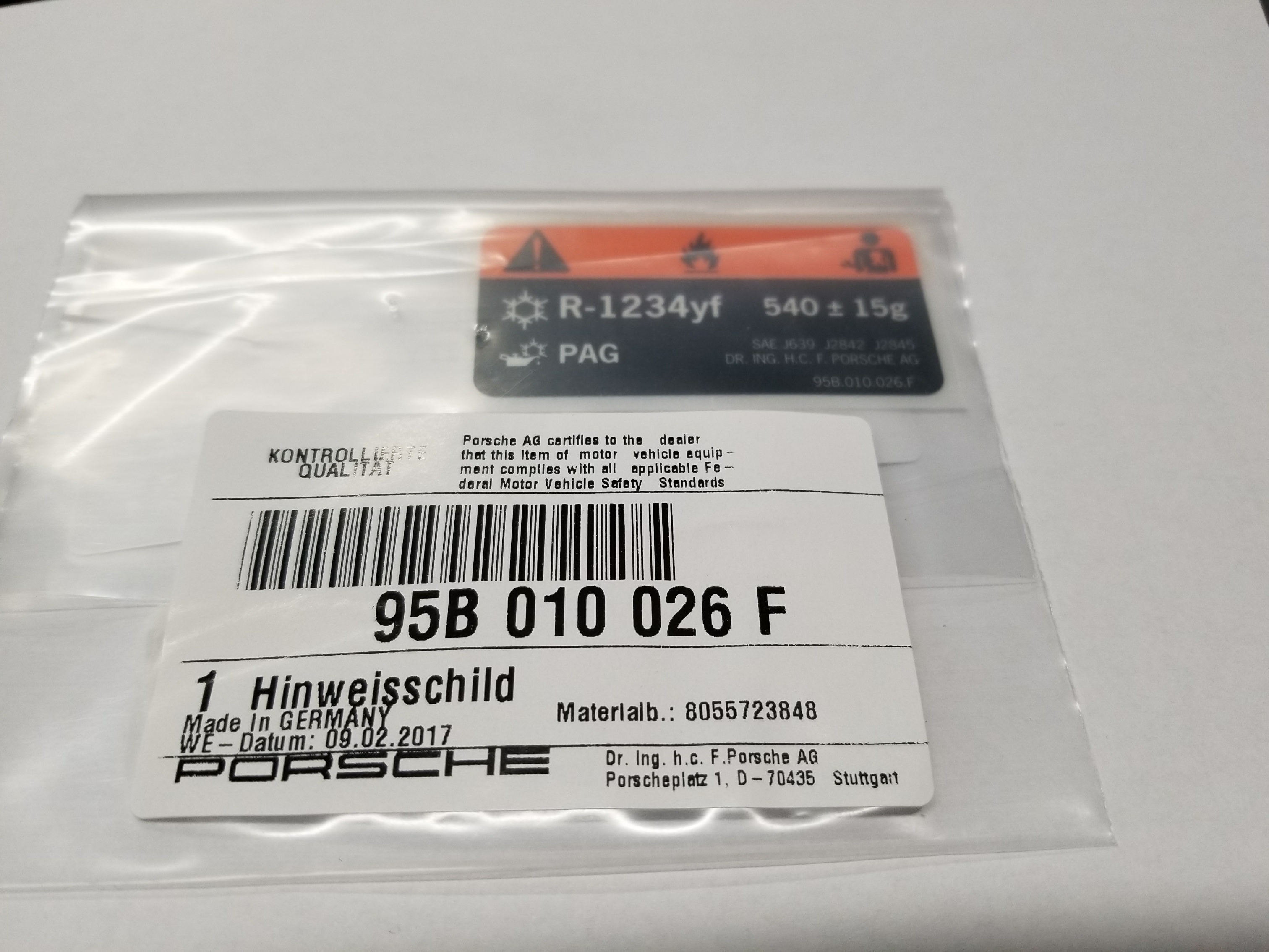 AC Label - Porsche (95B-010-026-F)