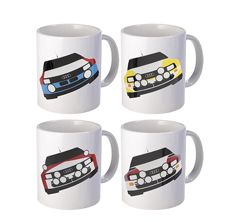 Mug Audi Quattro - Tasse Céramique Blanche Avec Logo - Idée Cadeau Fan De Voiture - Neuf Emballé