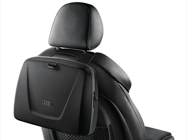 61102D - Interior: Over The Seat Storage Bag - Black for Audi: A3, A3 Quattro, A3 Sportback e-tron, A4 allroad, A4 Quattro, A5 Quattro, A5 Sportback, A6 allroad, A6 Quattro, A7 Quattro, A7 Sportback, A8 Quattro, allroad, e-tron GT, Q3, Q5, Q5 Sportback, Q7, Q8, R8, RS e-tron GT, RS3, RS5, RS5 Sportback, RS7, S3, S4, S5, S5 Sportback, S6, S7, S8, SQ5, SQ5 Sportback, SQ7, SQ8, TT Quattro, TT RS Quattro, TTS Quattro Image