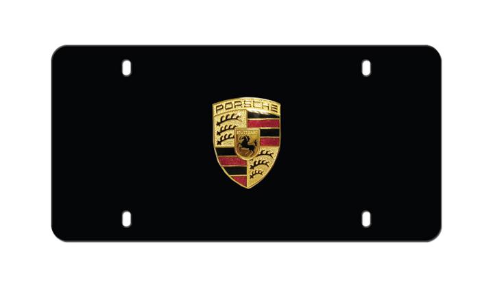 PNA70100399 - Exterior: Porsche Badge Plate Matte Black for Porsche: 911, Boxster, Cayenne, Cayman, Panamera Image