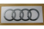 8R0060306A - Exterior: Iconic Four Rings Decal - 42MM x 26MM for Audi: A3, A3 Quattro, A3 Sportback e-tron, A4 allroad, A4 Quattro, A5 Quattro, A5 Sportback, A6 allroad, A6 Quattro, A7 Quattro, A7 Sportback, A8 Quattro, allroad, e-tron GT, Q3, Q4 e-tron, Q5, Q5 Sportback, Q7, Q8, R8, RS e-tron GT, RS3, RS5, RS5 Sportback, RS7, S3, S4, S5, S5 Sportback, S6, S7, S8, SQ5, SQ5 Sportback, SQ7, SQ8, TT Quattro, TT RS Quattro, TTS Quattro Image