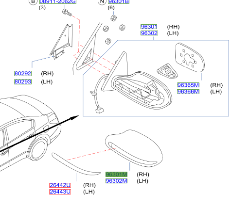 96301JB13E - : Mirror Cover for Nissan: Altima Image