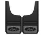 VHC3Z16A550G - : Black Oval on Gunmetal Front Gatorback Splash Guards for Ford Super Duty for Ford: E-350 Super Duty, E-450 Super Duty, F-250 Super Duty, F-350 Super Duty, F-450 Super Duty, F-550 Super Duty Image