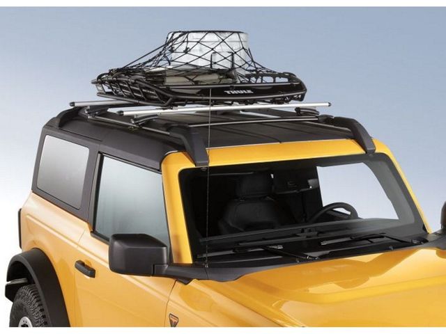 VJT4Z7855100C - Hauling: Thule Rack-Mounted Cargo Basket with Net for Ford: Bronco, Bronco Sport, E-350 Super Duty, E-450 Super Duty, EcoSport, Edge, Escape, Expedition, Explorer, F-150, F-250 Super Duty, F-350 Super Duty, F-450 Super Duty, F-550 Super Duty, Fusion, Maverick, Mustang Mach-E, Ranger, Transit Connect | Lincoln: Aviator Image