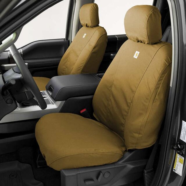 VML3Z15600D20BC - Interior: Carhartt Brown Front Captains Seat Covers for Ford F-150 for Ford: E-350 Super Duty, E-450 Super Duty, F-150, F-250 Super Duty, F-350 Super Duty, F-450 Super Duty, F-550 Super Duty Image