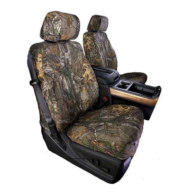 VML3Z15600D20E - Interior: Carhartt Realtree Xtra Brown Camo Front Captains Seat Covers for Ford F-150 for Ford: E-350 Super Duty, E-450 Super Duty, F-150, F-250 Super Duty, F-350 Super Duty, F-450 Super Duty, F-550 Super Duty Image