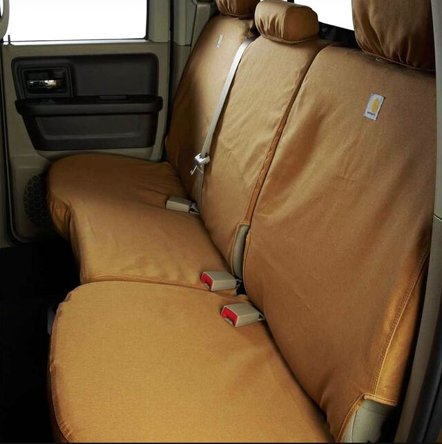 VML3Z1863812A - Interior: Carhartt Brown 60/40 Second Row Seat Covers for Ford F-150 Super Cab for Ford: E-350 Super Duty, E-450 Super Duty, F-150, F-250 Super Duty, F-350 Super Duty, F-450 Super Duty, F-550 Super Duty Image