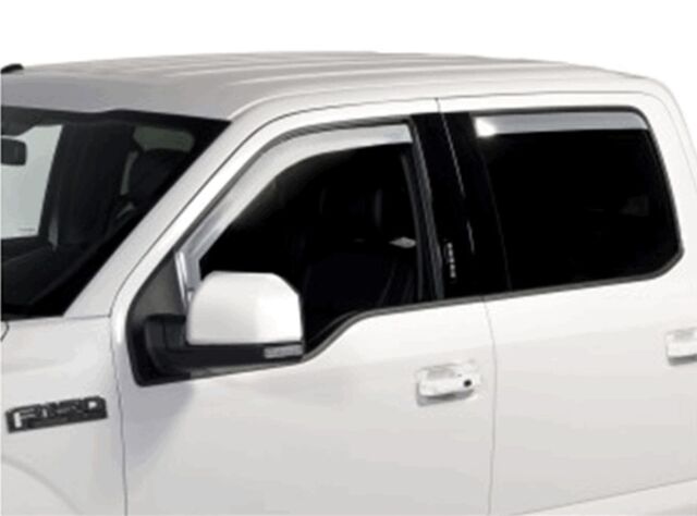 VFL3Z18246F - Exterior: Chrome Side Window Deflectors for Ford F-150 and Super Duty SuperCrew for Ford: E-350 Super Duty, E-450 Super Duty, F-150, F-250 Super Duty, F-350 Super Duty, F-450 Super Duty, F-550 Super Duty Image