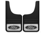 VHC3Z16A550E - : Black Oval on Stainless Front Gatorback Splash Guards for Ford Super Duty for Ford: E-350 Super Duty, E-450 Super Duty, F-250 Super Duty, F-350 Super Duty, F-450 Super Duty, F-550 Super Duty Image